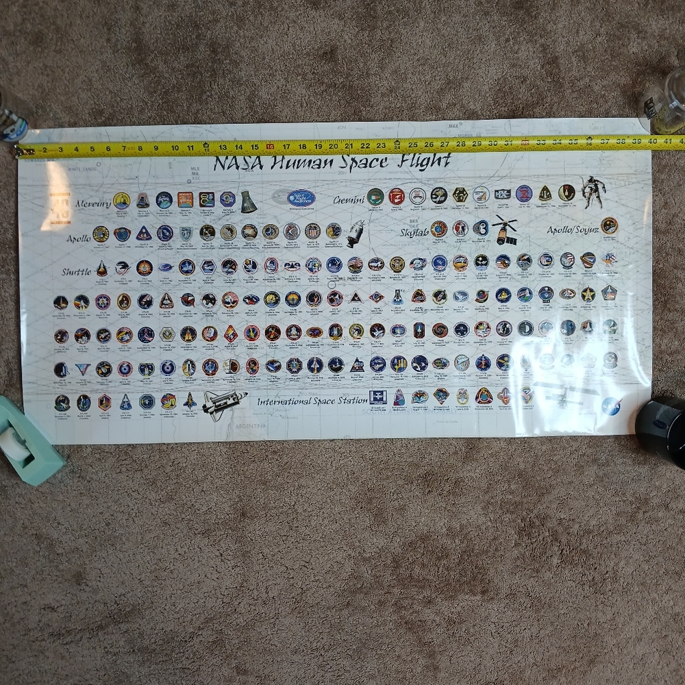 Vtg 2003 NASA Human Space Flight Poster 40×20 in 40 Years Space Flight Awareness